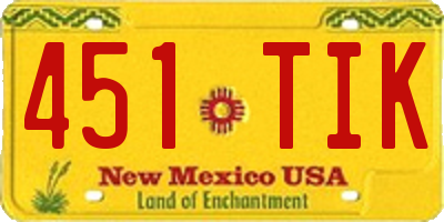 NM license plate 451TIK