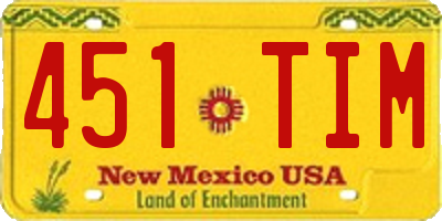 NM license plate 451TIM