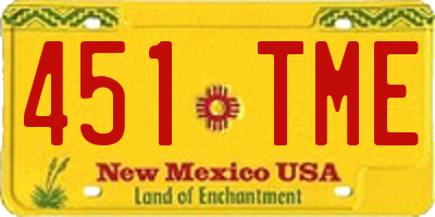 NM license plate 451TME