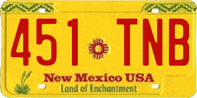 NM license plate 451TNB