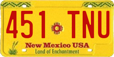NM license plate 451TNU