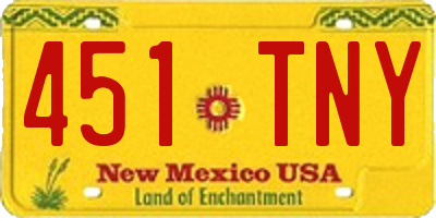 NM license plate 451TNY