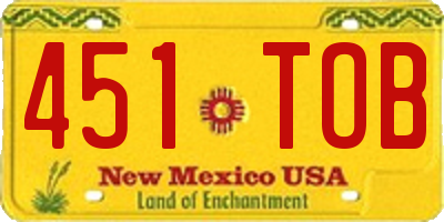 NM license plate 451TOB