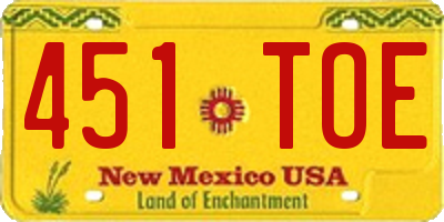 NM license plate 451TOE