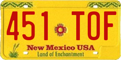 NM license plate 451TOF