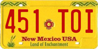 NM license plate 451TOI