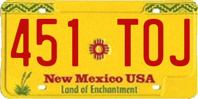 NM license plate 451TOJ