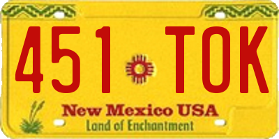 NM license plate 451TOK