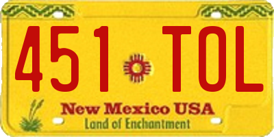 NM license plate 451TOL