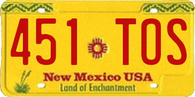 NM license plate 451TOS