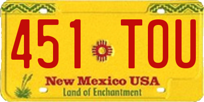 NM license plate 451TOU