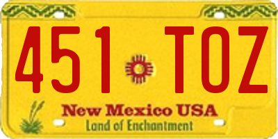 NM license plate 451TOZ