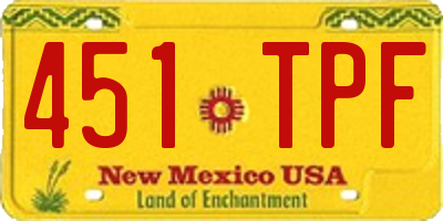 NM license plate 451TPF