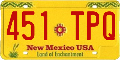 NM license plate 451TPQ