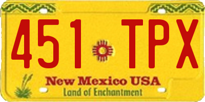 NM license plate 451TPX
