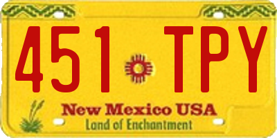 NM license plate 451TPY