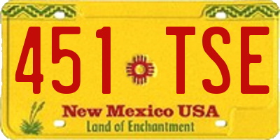 NM license plate 451TSE