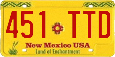 NM license plate 451TTD