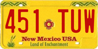 NM license plate 451TUW