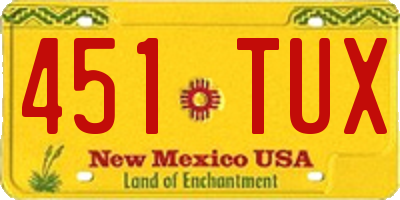 NM license plate 451TUX