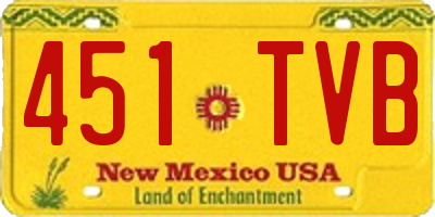 NM license plate 451TVB