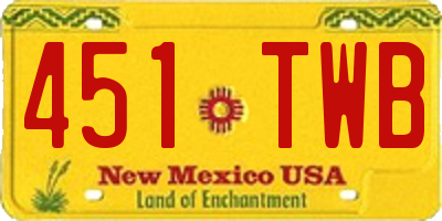 NM license plate 451TWB