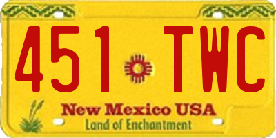 NM license plate 451TWC