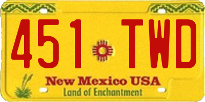 NM license plate 451TWD