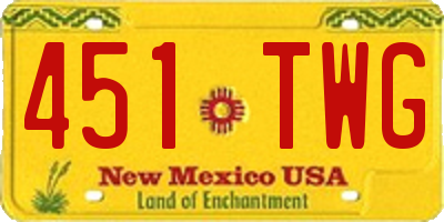 NM license plate 451TWG