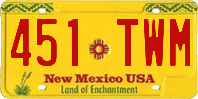 NM license plate 451TWM