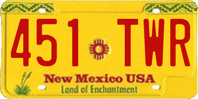 NM license plate 451TWR