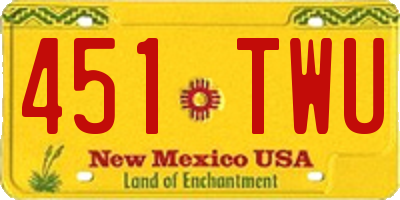 NM license plate 451TWU