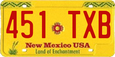 NM license plate 451TXB