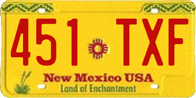 NM license plate 451TXF