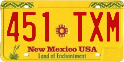 NM license plate 451TXM