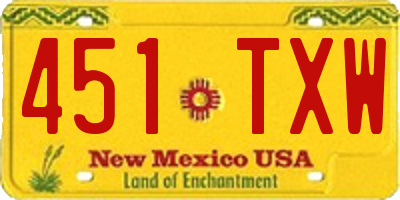 NM license plate 451TXW