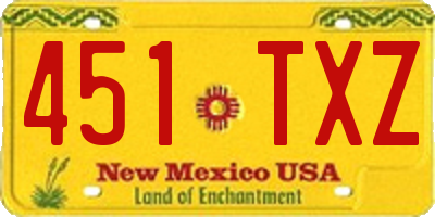 NM license plate 451TXZ