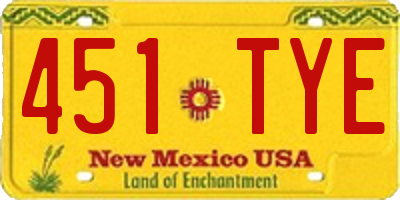 NM license plate 451TYE