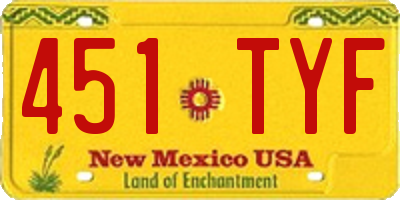 NM license plate 451TYF