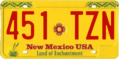 NM license plate 451TZN