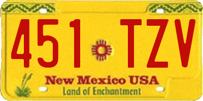 NM license plate 451TZV