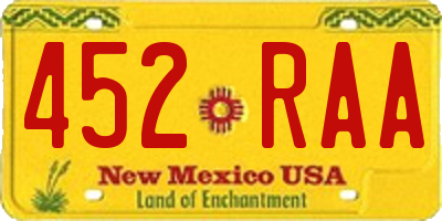 NM license plate 452RAA