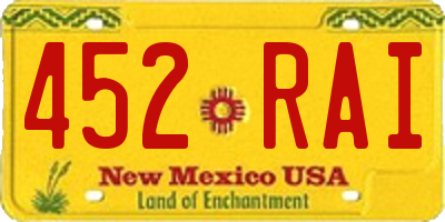 NM license plate 452RAI