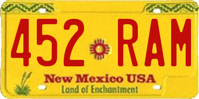 NM license plate 452RAM