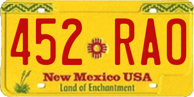 NM license plate 452RAO