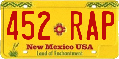 NM license plate 452RAP
