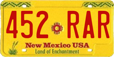 NM license plate 452RAR