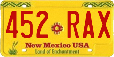 NM license plate 452RAX