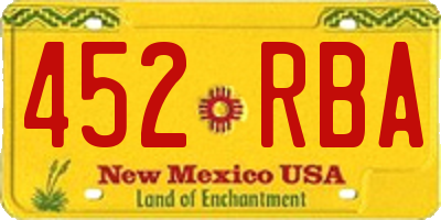 NM license plate 452RBA