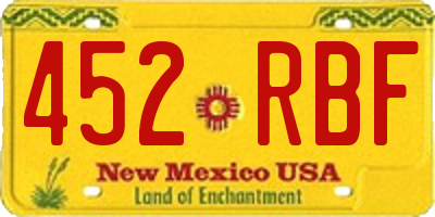 NM license plate 452RBF